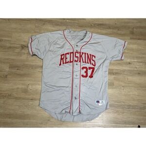 VTG Russell Athletic Blank Sz Large 46 Baseball Jersey Gray Red Redskins Adult